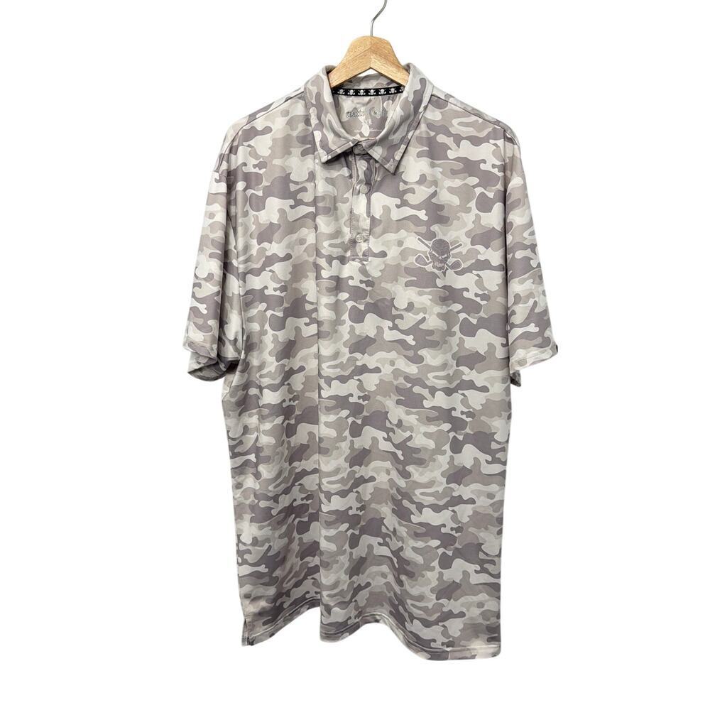 Tattoo Golf Polo Mens 2XL Camo Collection Gray Camouflage Skull Logo Performance